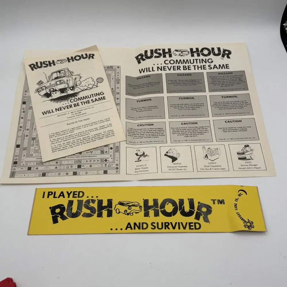Rush Hour Board Game (1981, Everyday Game Co.) Commuting Will Never Be The Same